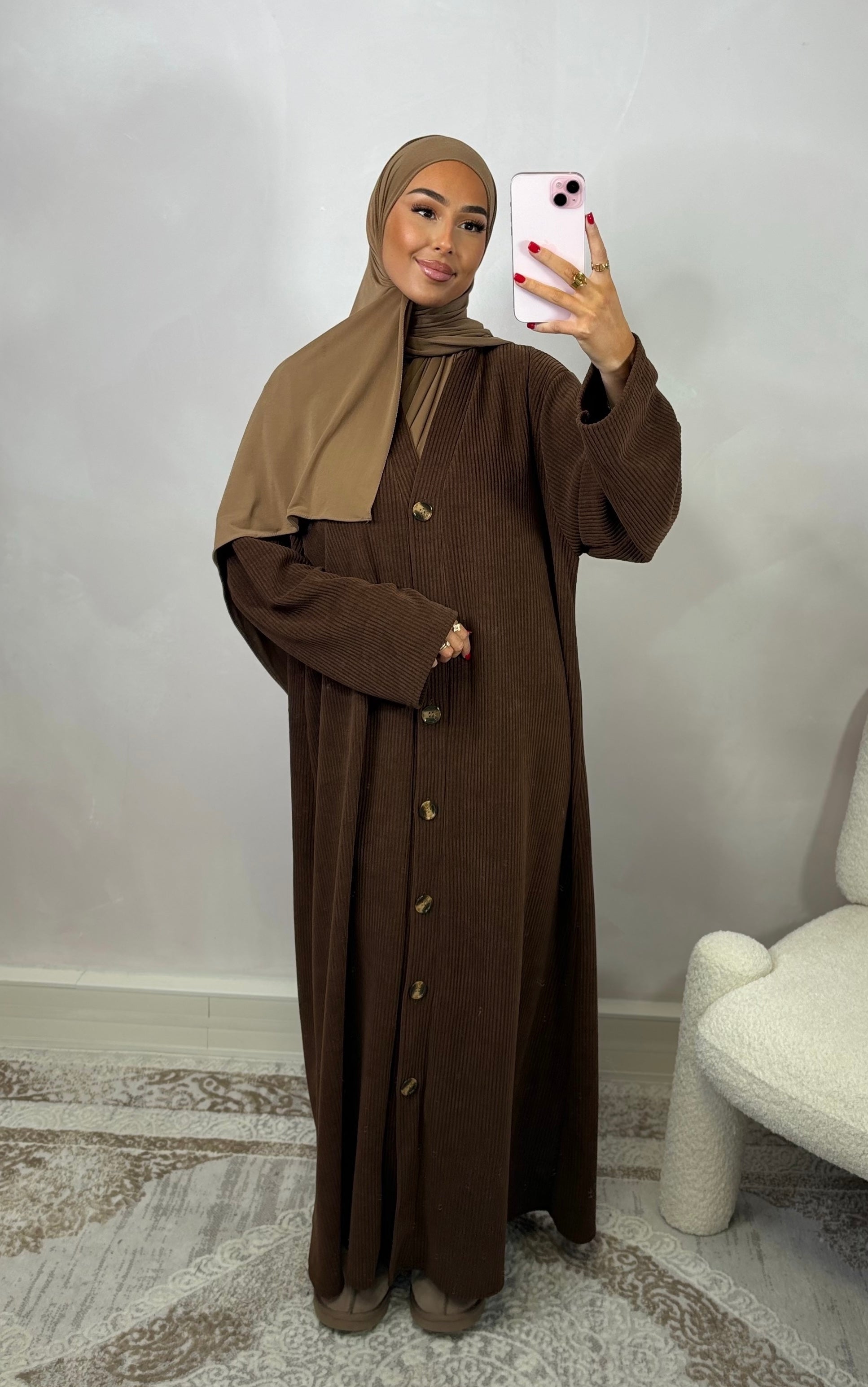 Robe velours côtelé - marron foncé