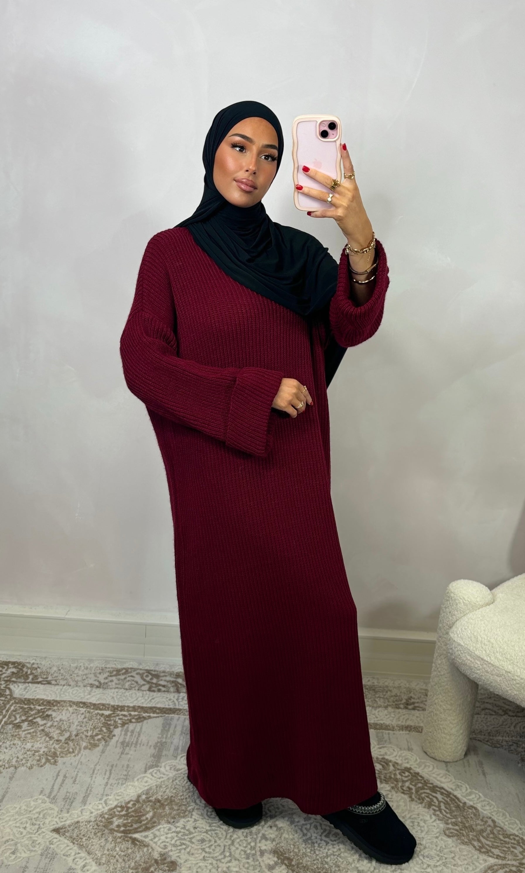 Robe en maille - bordeaux