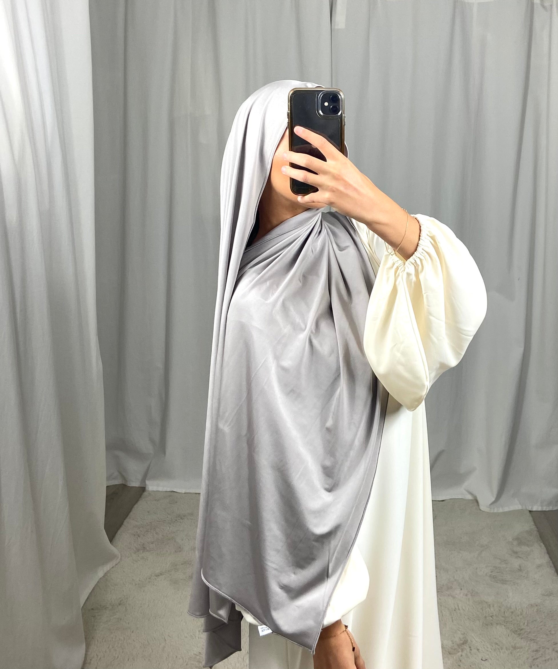 Jersey premium de luxe satiné DUBAI - GRIS/TAUPE