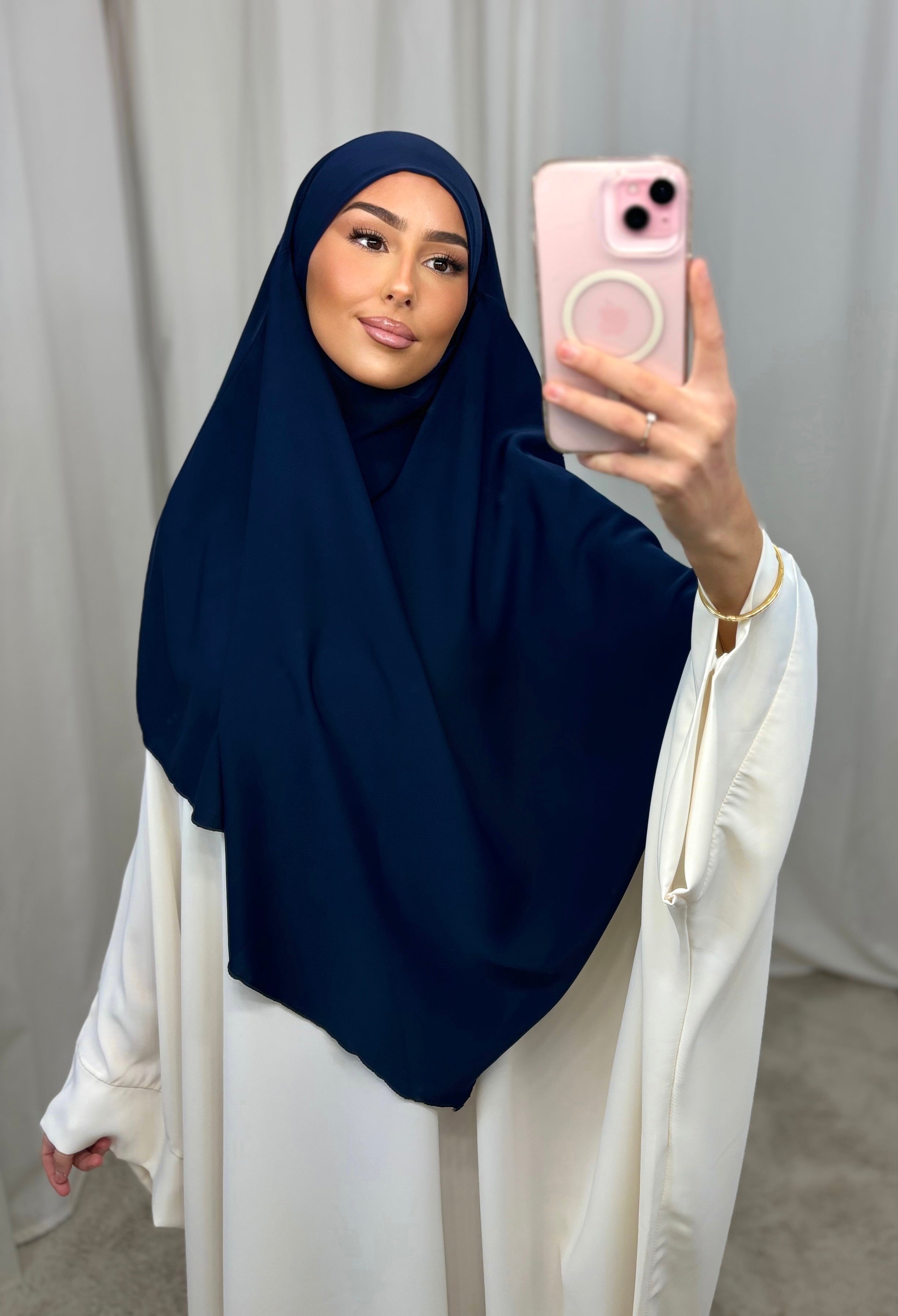 Khimar en soie de medine - bleu nuit